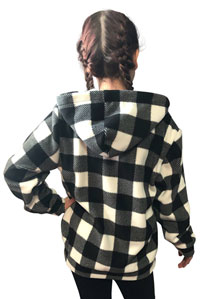 OUT OF STOCK/UNAVAILABLE Youth 1/4 Zip Black and White Plaid Hoodie